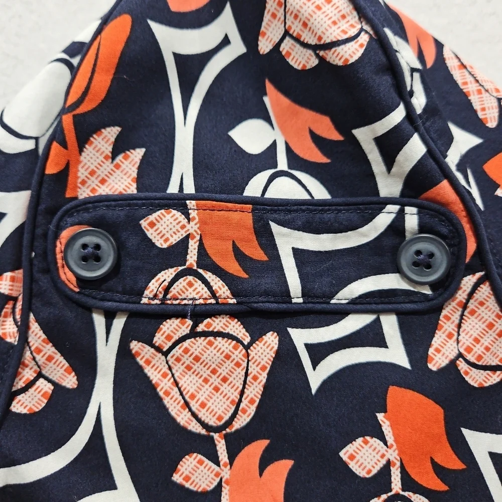 Janie and Jack Navy Orange Tulips Sun Hat Spring Summer Cotton Size 12-24 Months